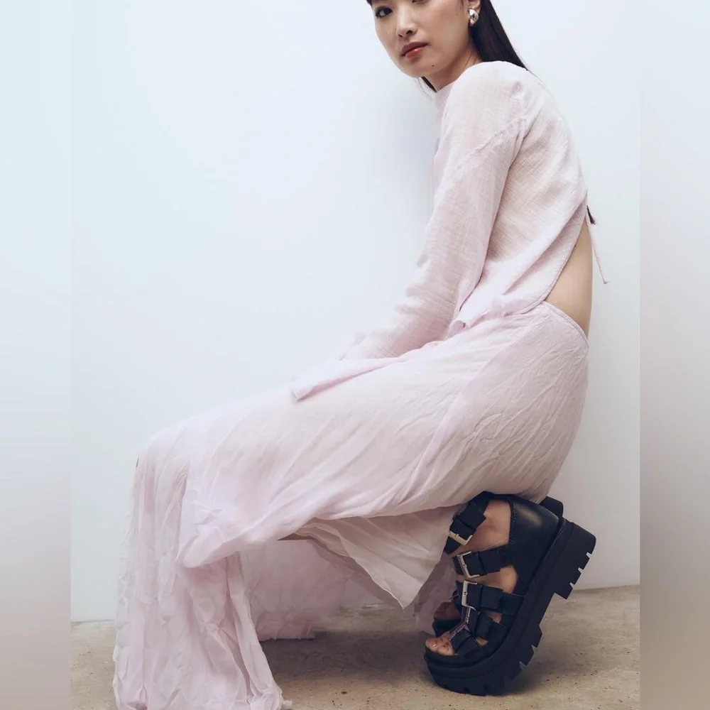 Zara Platform Cage Sandal With Buckles